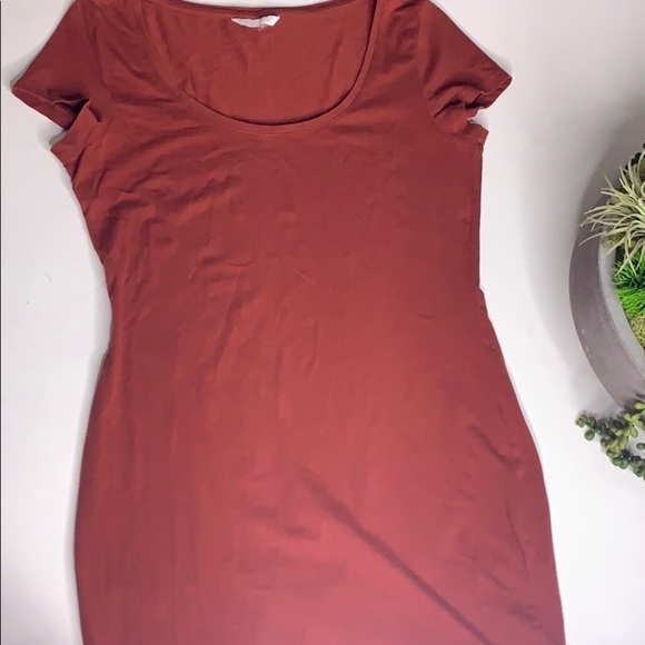 H&M Basic Short Sleeve Brick Red T-shirt Dress mini women’s small - Picture 1 of 6